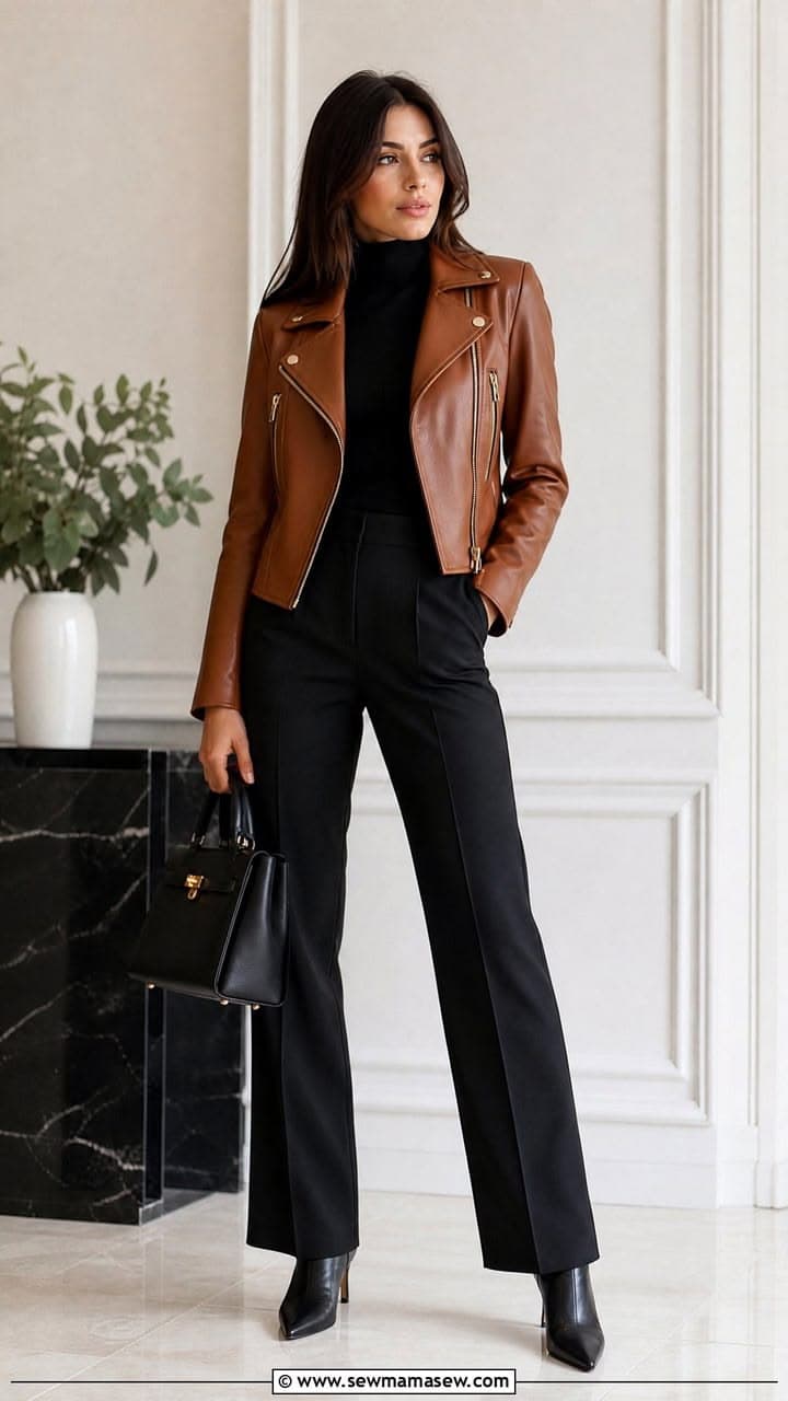 Elegant black and beige contrast jacket outfit for rental