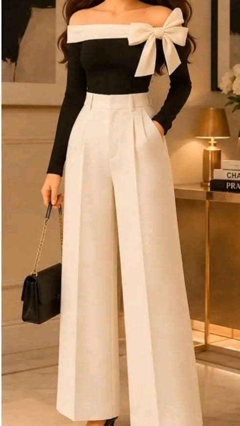 Elegant wrap palazzo pants outfit for chic rental